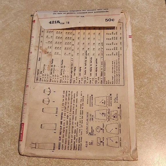 Simplicity vintage unique pattern # 4218  Sz 18- uncut; slip, half slip, panties - Picture 2 of 7